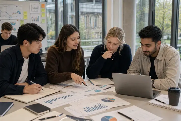 Étudiants internationaux en projet de recherche collaboratif